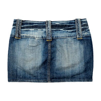Blue Collection Washed Denim Mini Skirt with Double-Button Waist