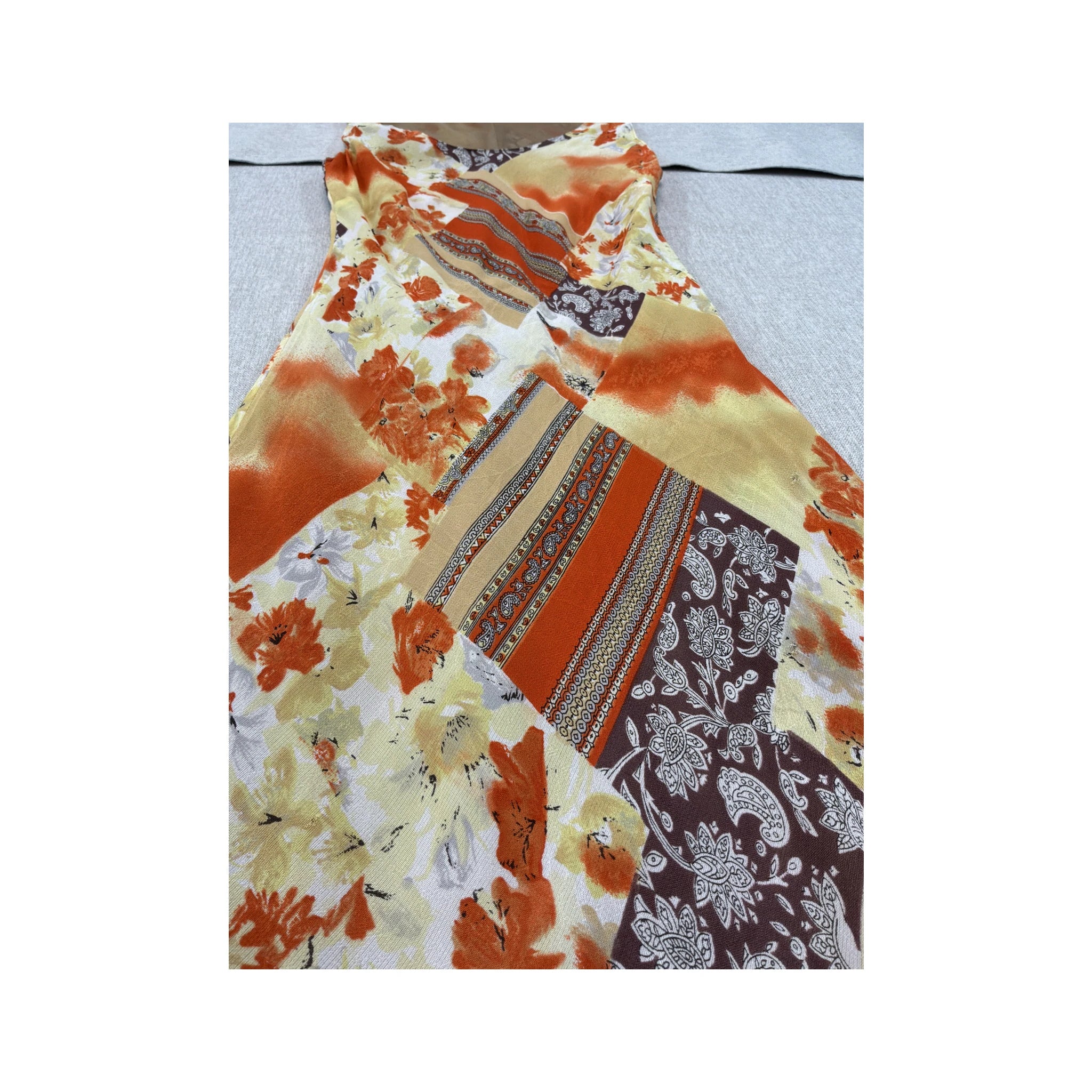 Vintage Floral Patchwork Print Sleeveless Dress