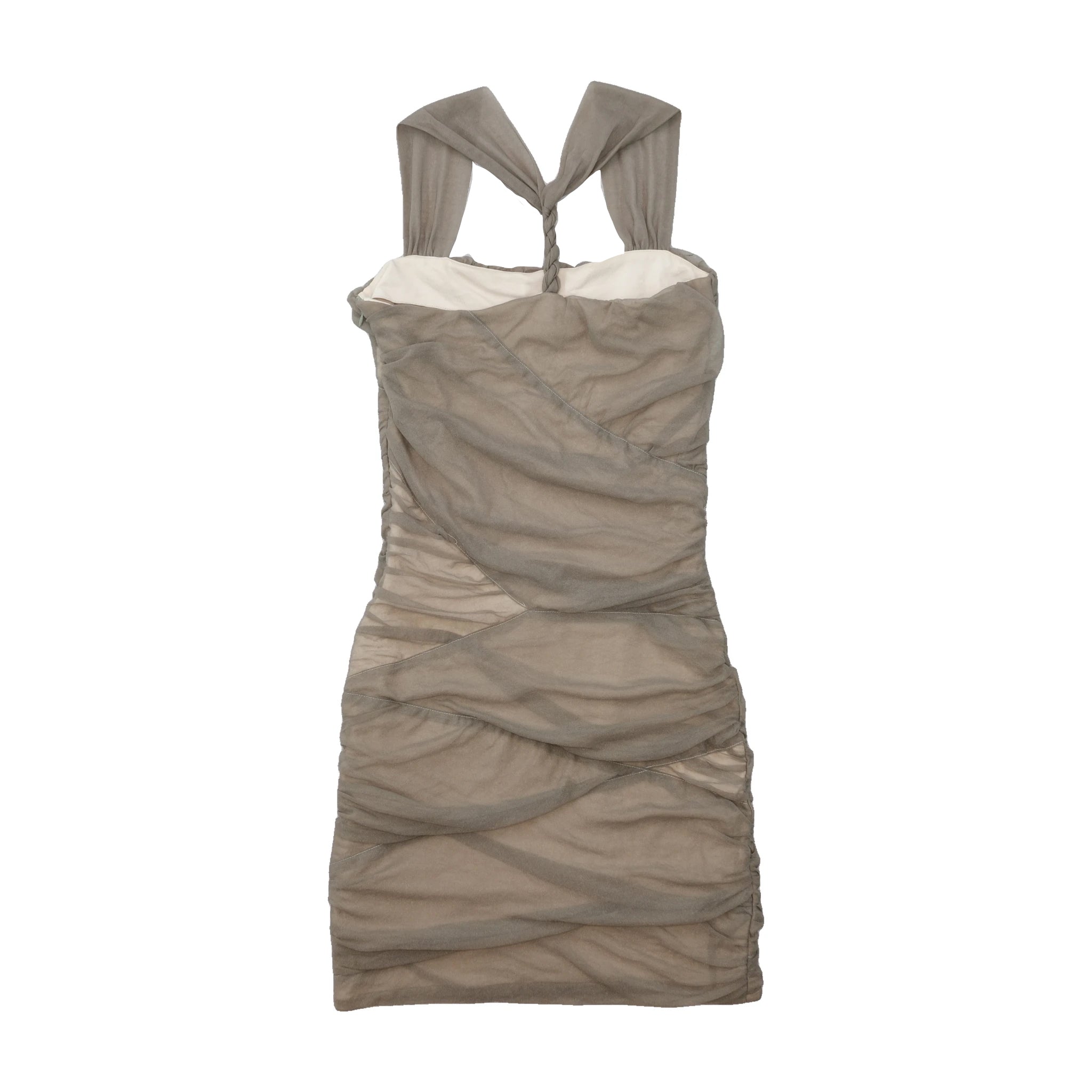Guess by Marciano Ruched Mesh Asymmetric Mini Dress