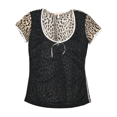 Roberto Cavalli Leopard Print Mesh T-shirt