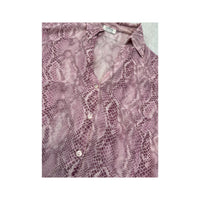 Oltre Pink Snakeskin Print Short Sleeve Button Up Shirt