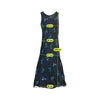 Vintage Black Floral Sleeveless Maxi Dress