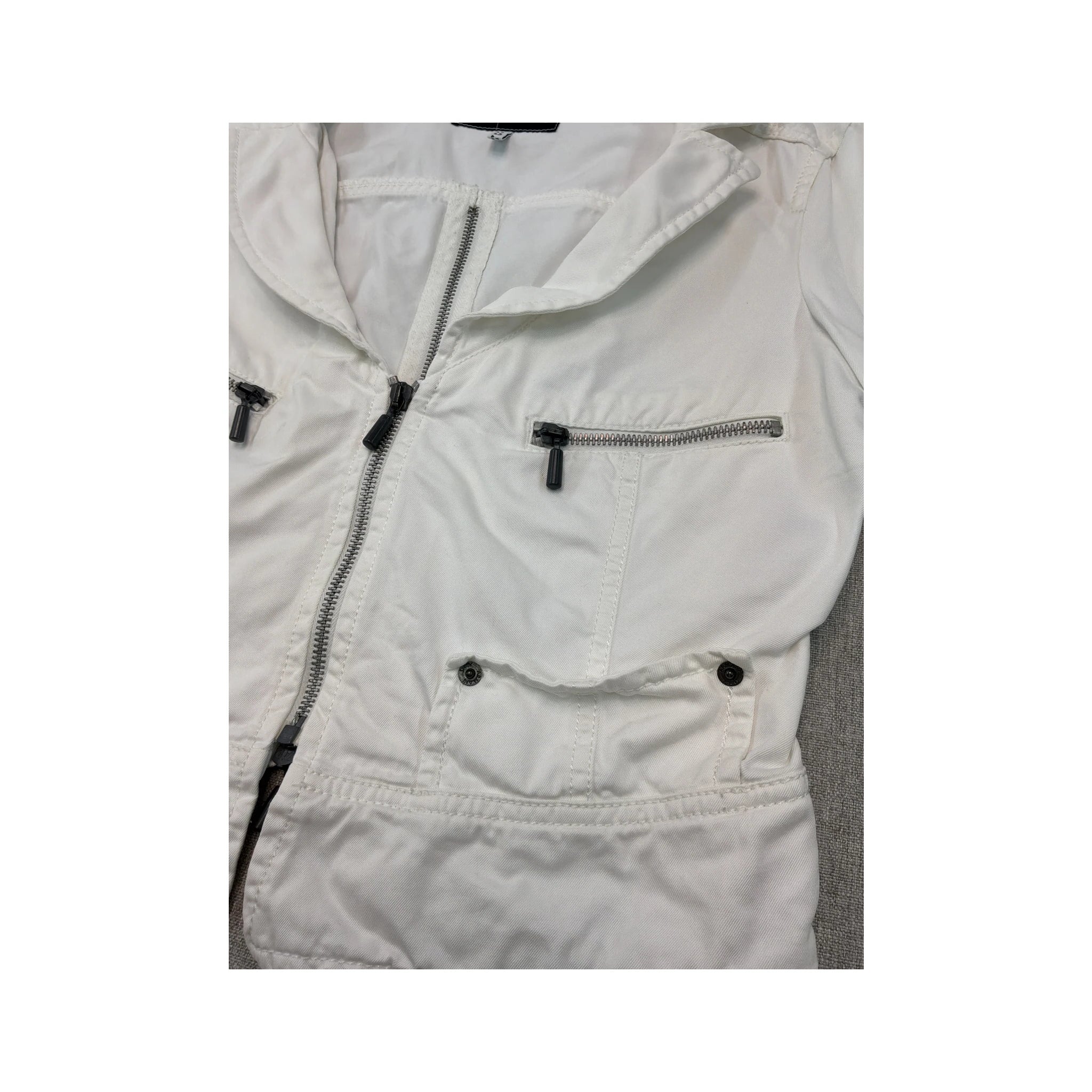 Armani Jeans White Zip Up Utility Jacket