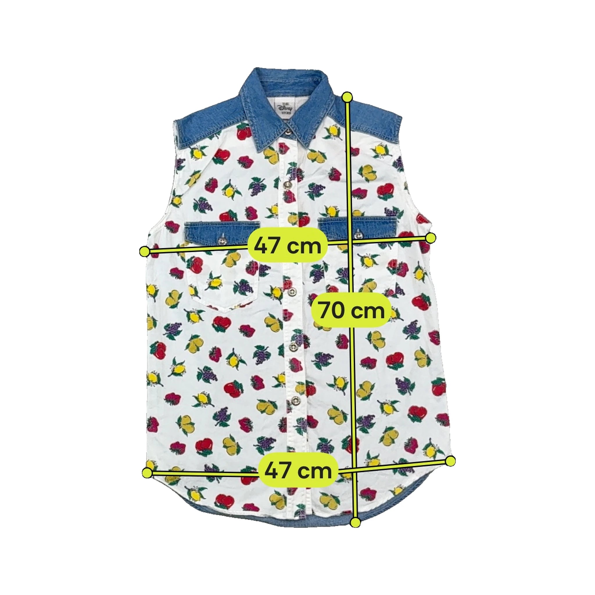 The Disney Store Winnie the Pooh Fruit Print Sleeveless Button Up Shirt