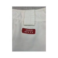 Miss Sixty White Cotton Zip Front Mini Skirt with Drawstring Cutout Pockets