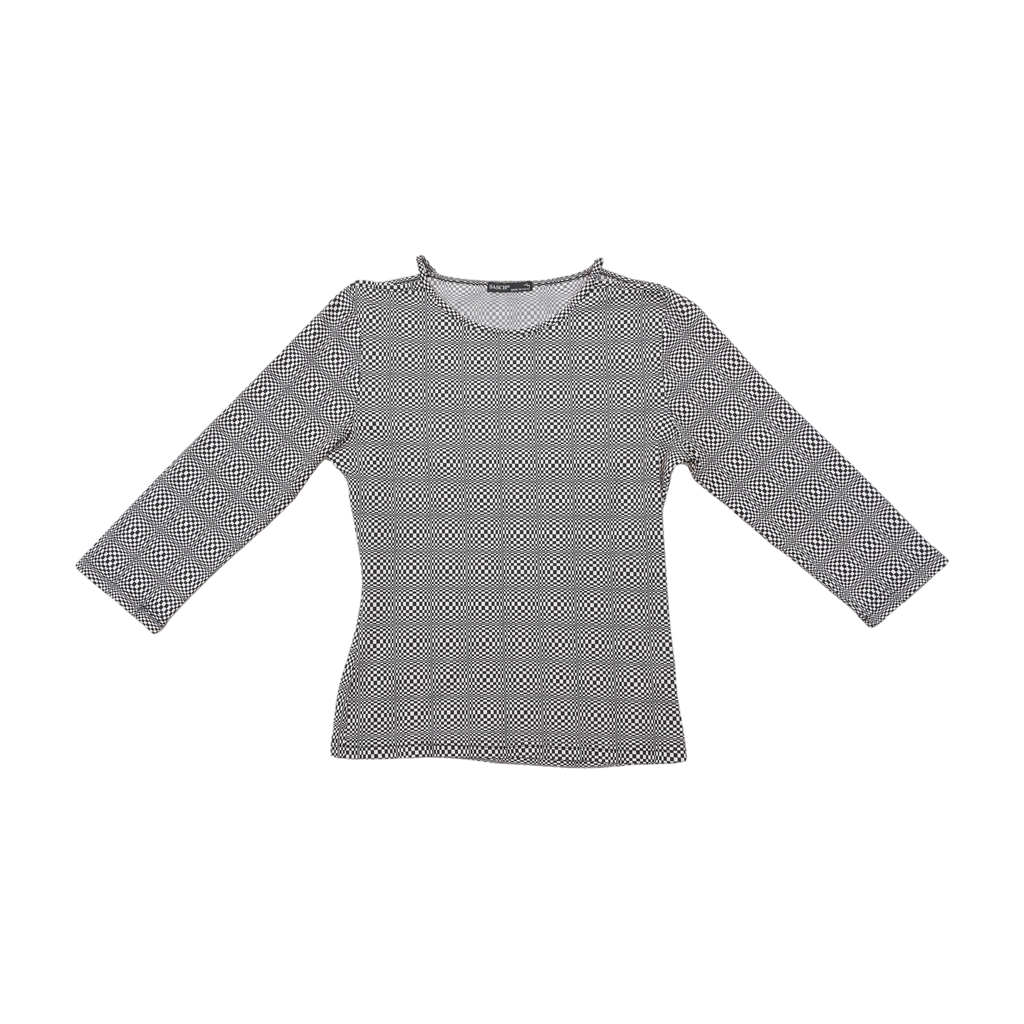 Sasch Black White Optical Check Stretch Blouse (repriced)