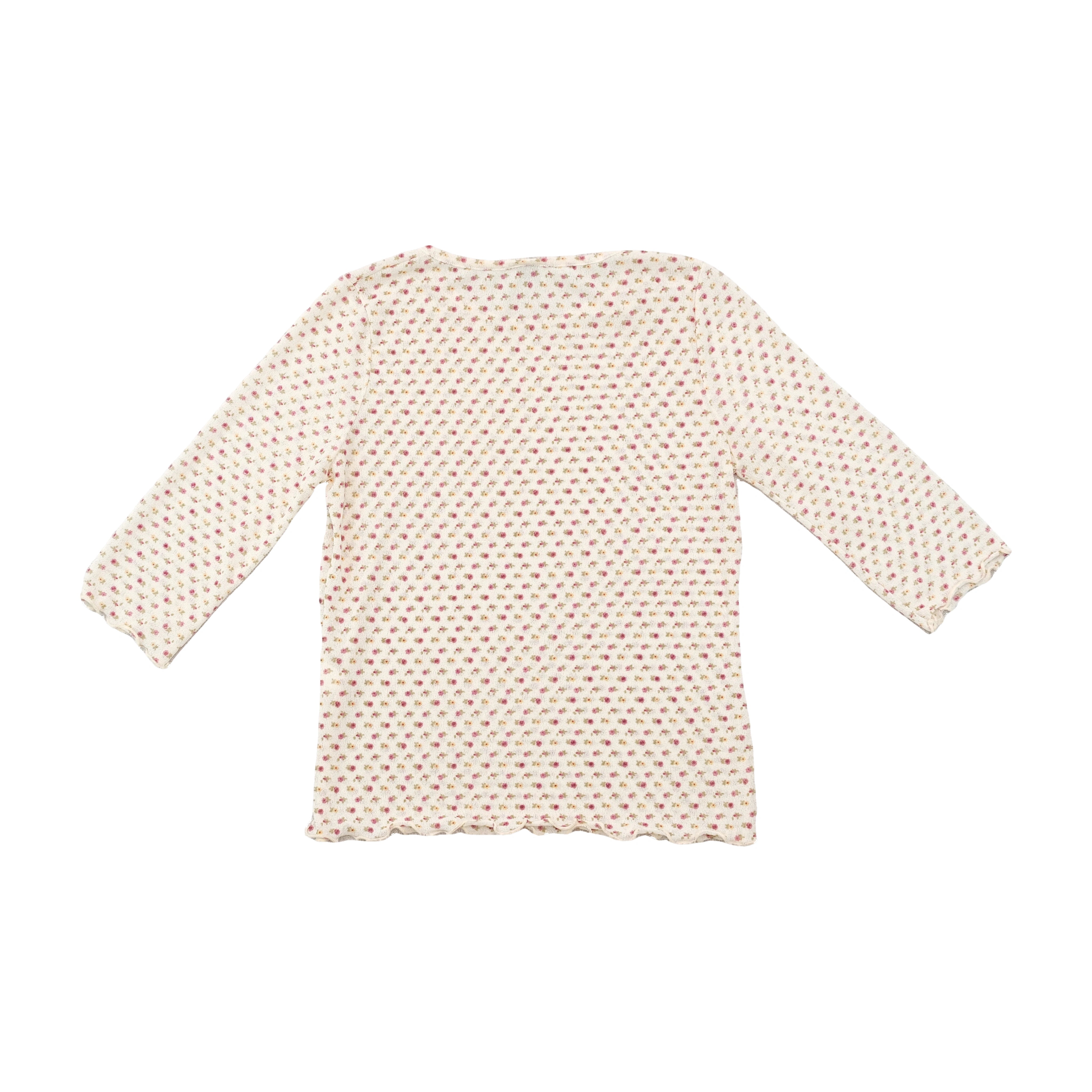 Memories Floral Lettuce Hem 3/4 Sleeve T-shirt