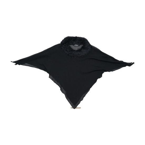 Oviesse Black Faux Fur Collar Poncho Capelet