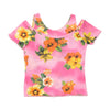 T-shirt floral com Ombros Vazados