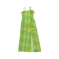 Americo Tavar Green Zebra Print Mesh Maxi Dress