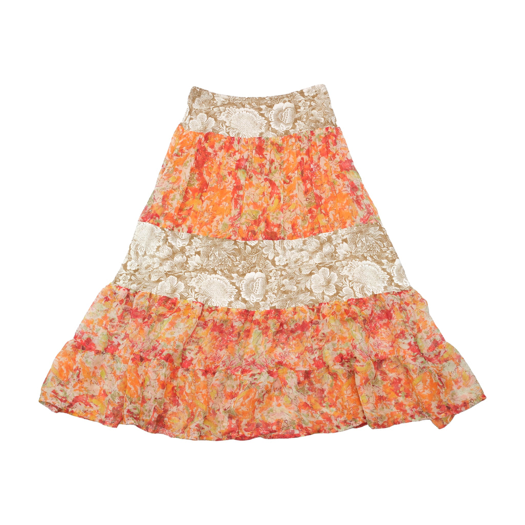 Saia em Camadas com Folhos e estampado floral Misto