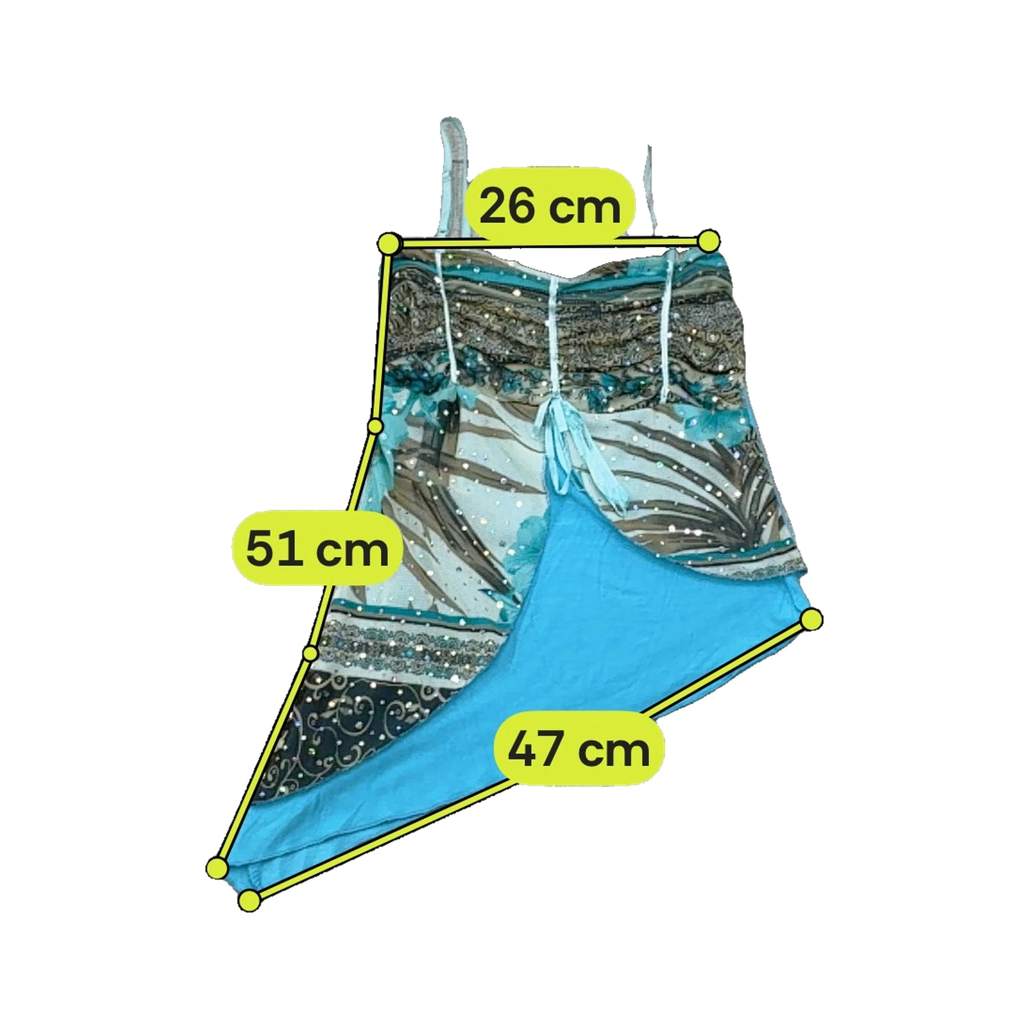 Y2K Sequin Asymmetrical Handkerchief Tank Top