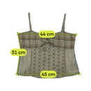 Top de alças Bandolera Bordado com Patchwork em xadrez