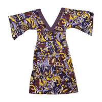 Mini vestido Reds de Manga de Sino com estampado floral Psicadélico