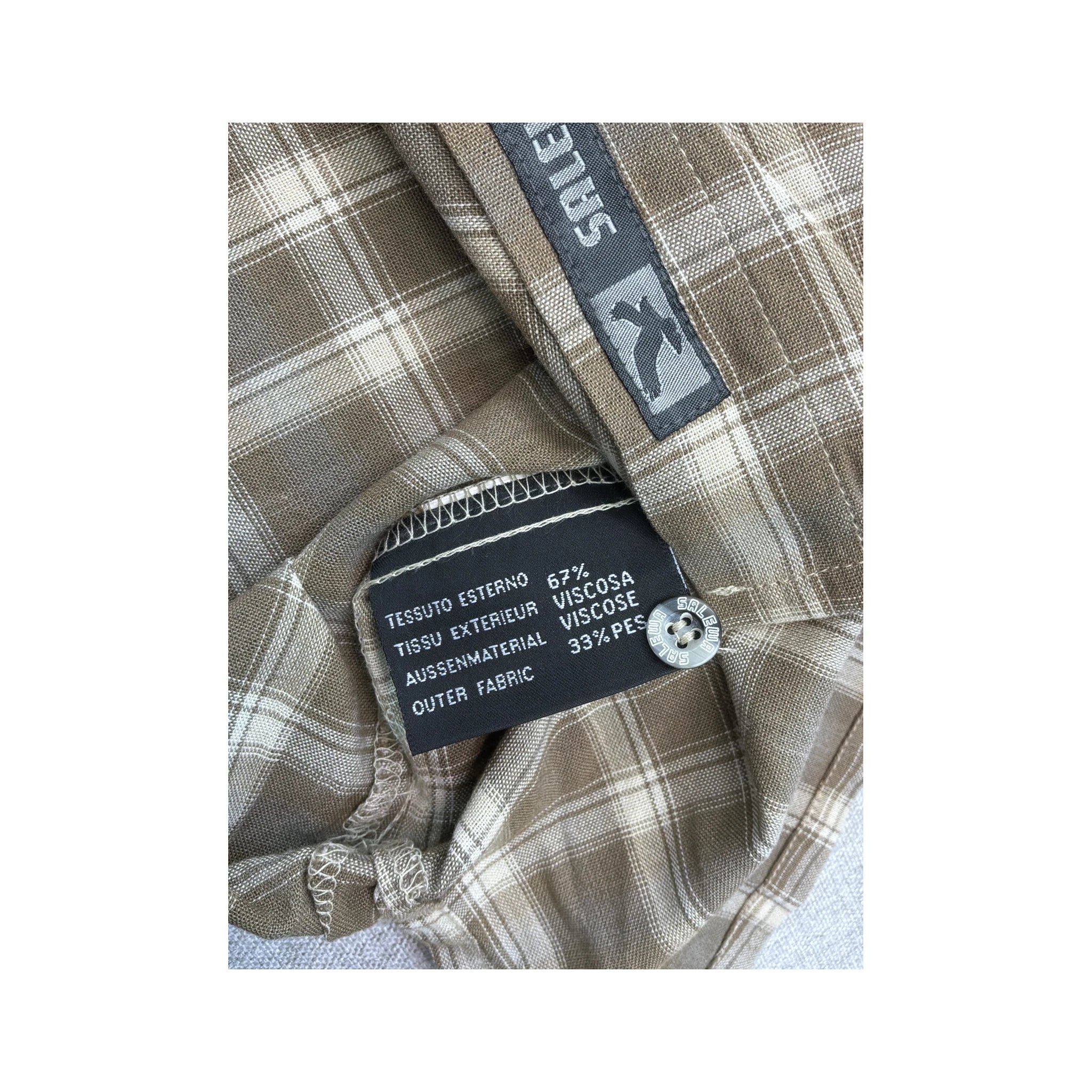 Salewa Brown Plaid Short Sleeve Viscose Blend Shirt