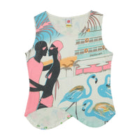 Red Kiss Graphic Floral Back Tank Top