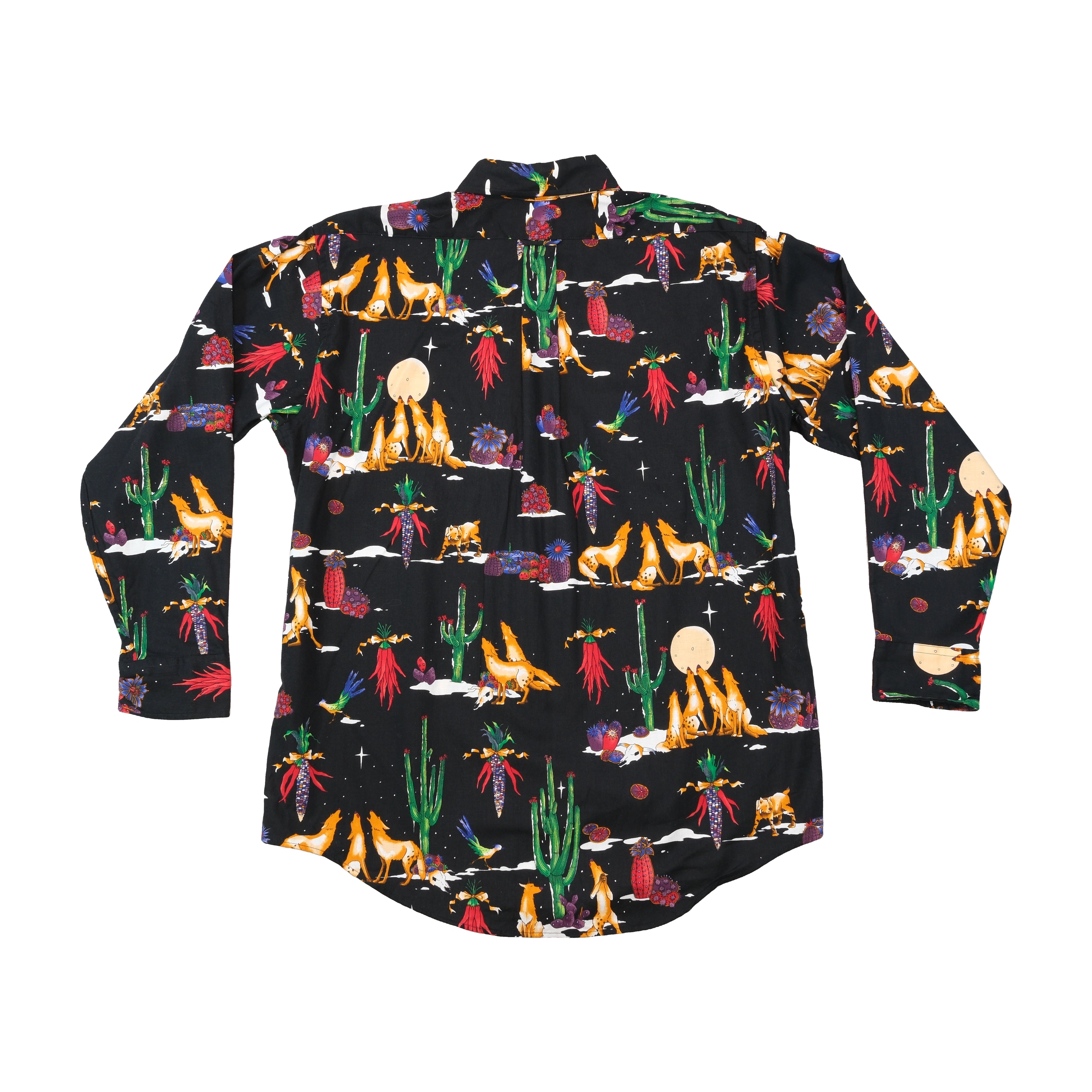 Flying Scotsman Collection Vintage Southwestern Coyote Print Cotton Button Up Shirt