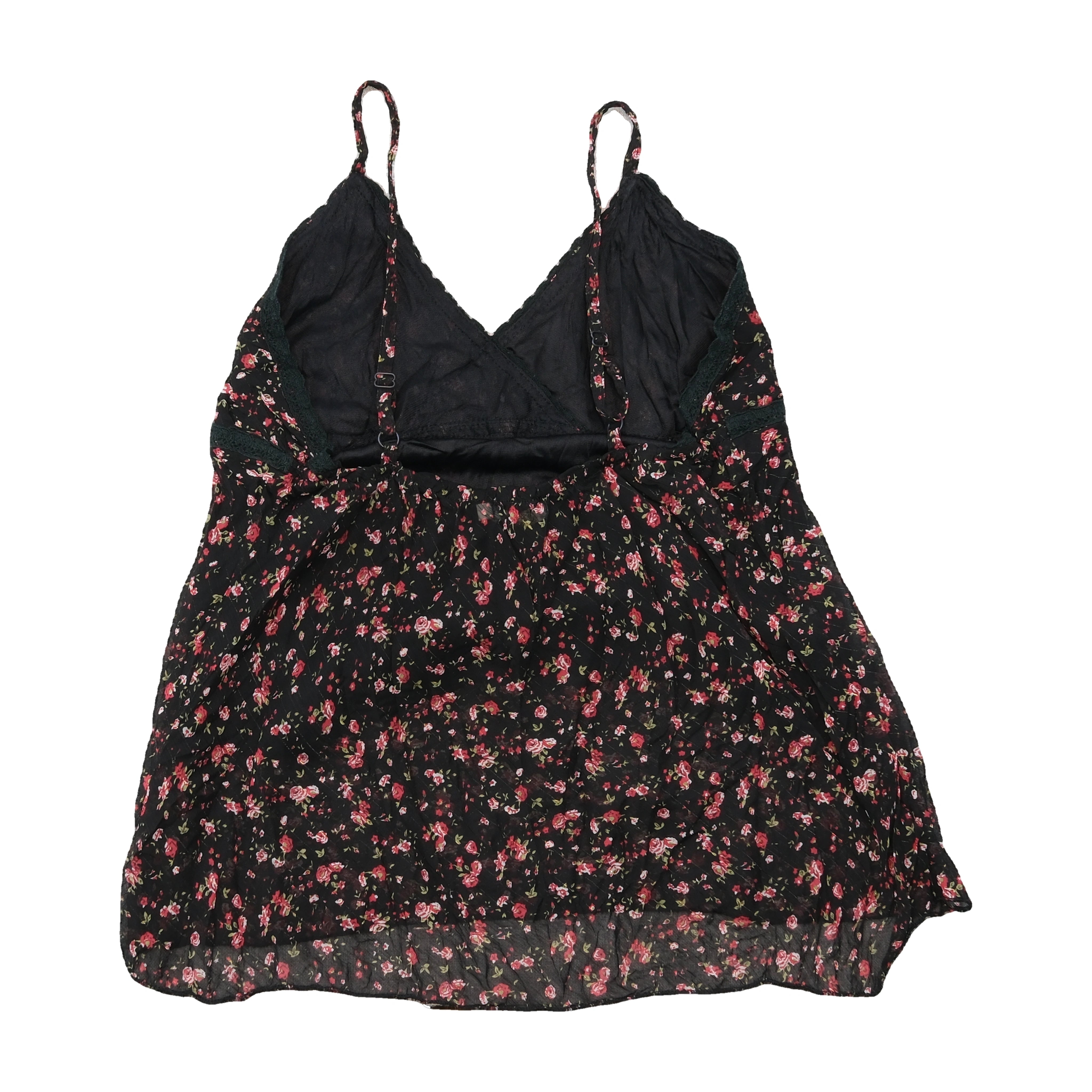 Top de alças Bluoltre floral com Acabamento em renda