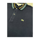 Lacoste Slim Fit Navy Striped Collar Cotton Polo Shirt
