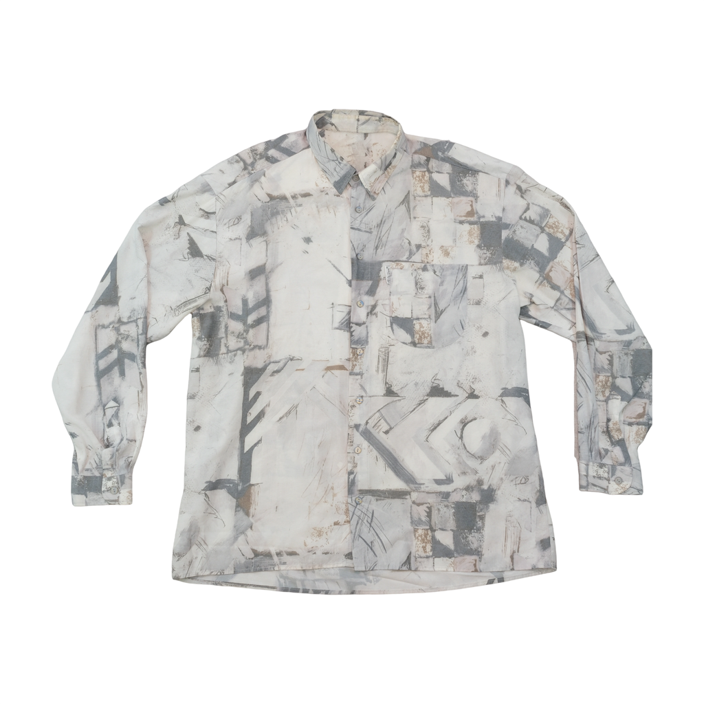 Vintage Abstract Geometric Print Button Up Shirt