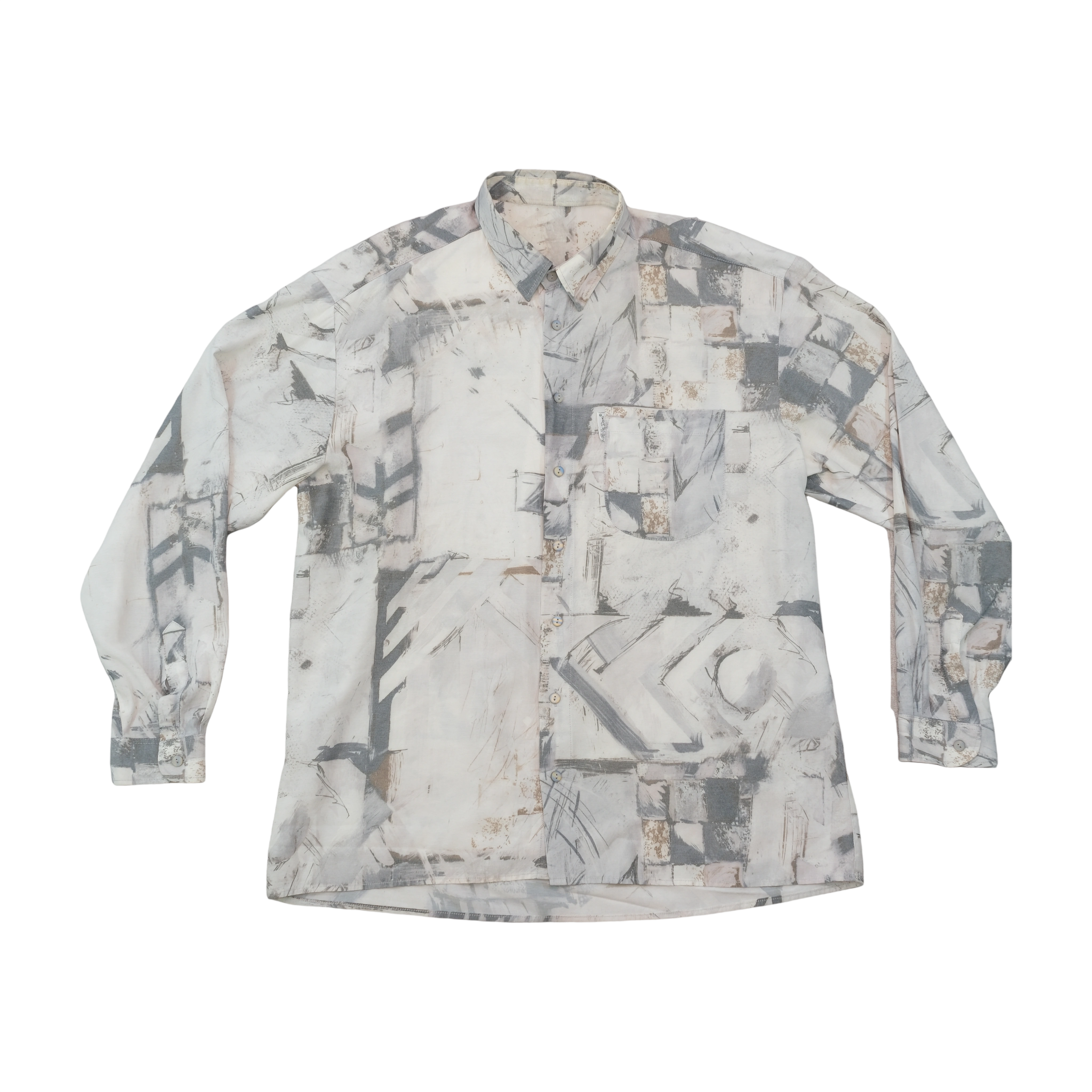 Vintage Abstract Geometric Print Button Up Shirt