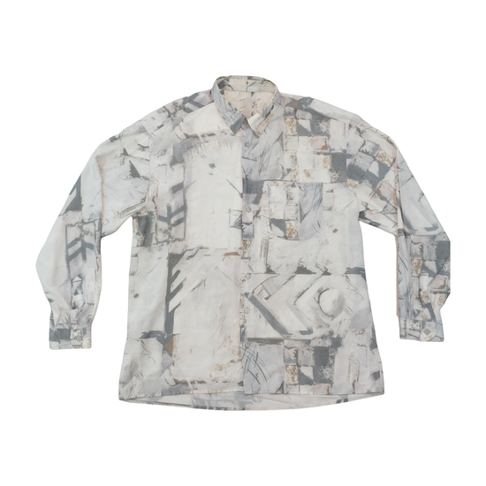 Vintage Abstract Geometric Print Button Up Shirt