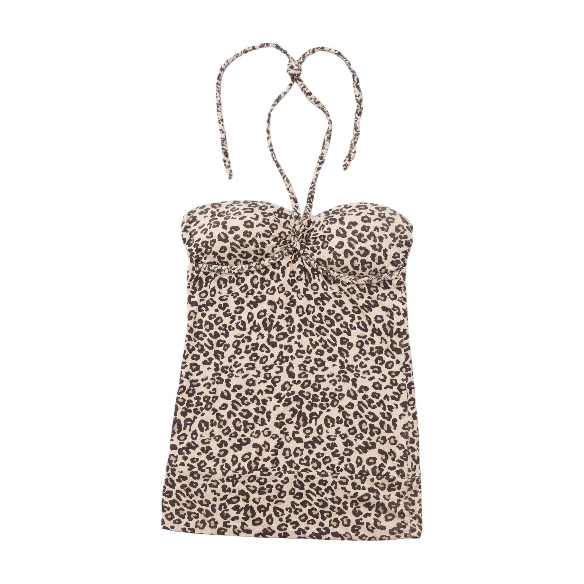 Tally Weijl Leopard Print Ruched Halter Blouse