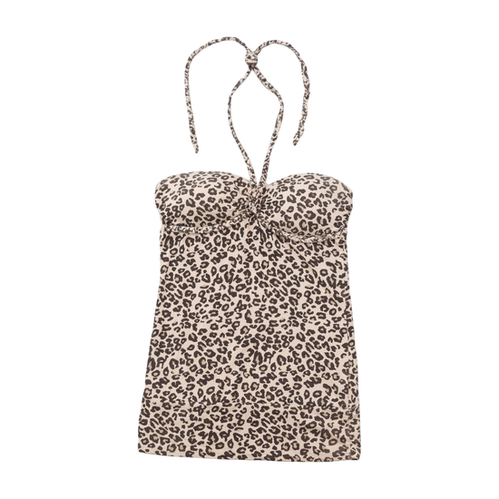 Tally Weijl Leopard Print Ruched Halter Blouse