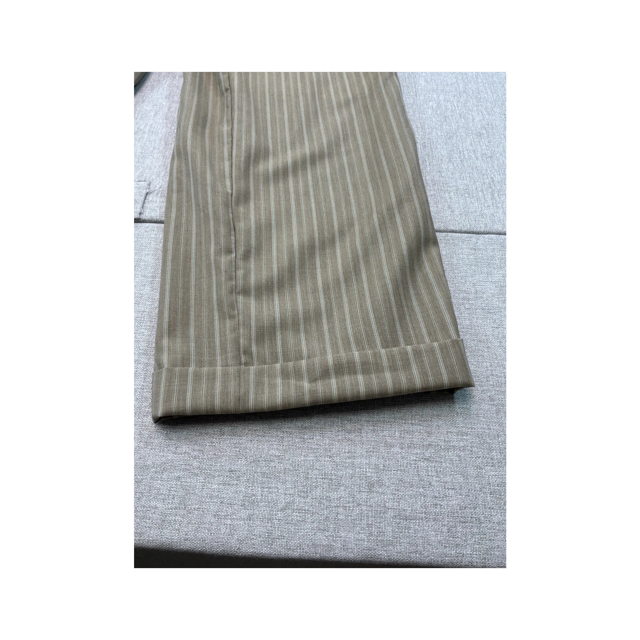 Carlo Santi Vintage Virgin Wool Beige Pinstripe Tailored Pants