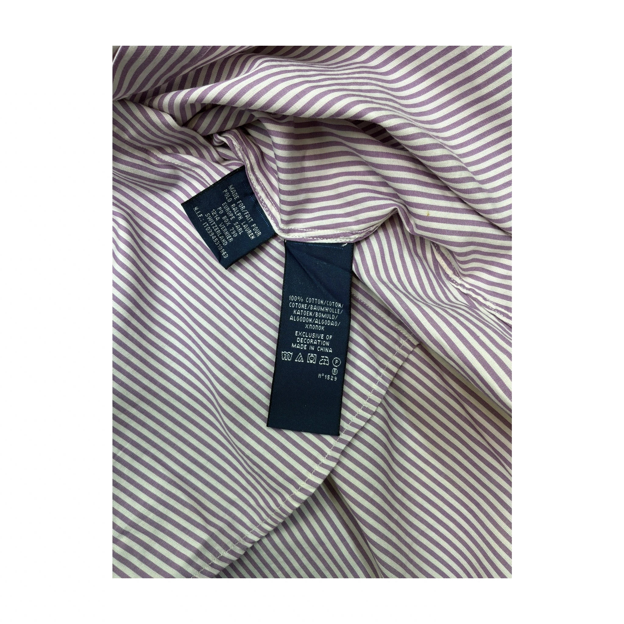 Camisa Ralph Lauren roxa de Manga curta às riscas com Botões