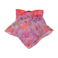 Butterfly Print Silk Chiffon Handkerchief Hem Tube Top