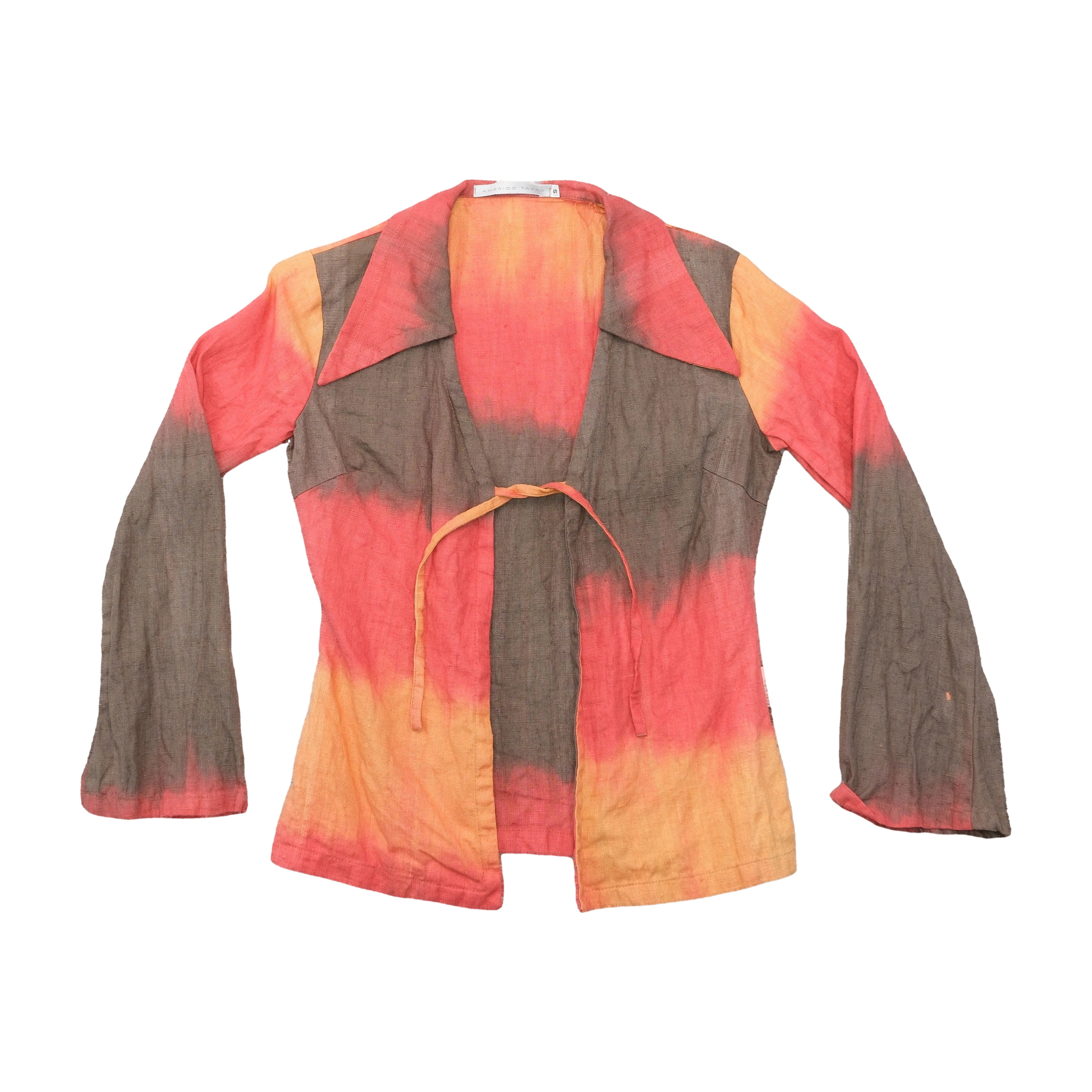 Americo Tavar Tie Front Dip Dye Linen Blouse