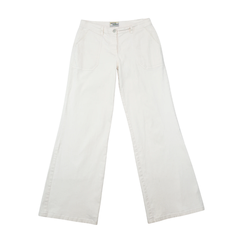 Crazy World by Biolife Vintage White Cotton Wide Leg Utility Pants