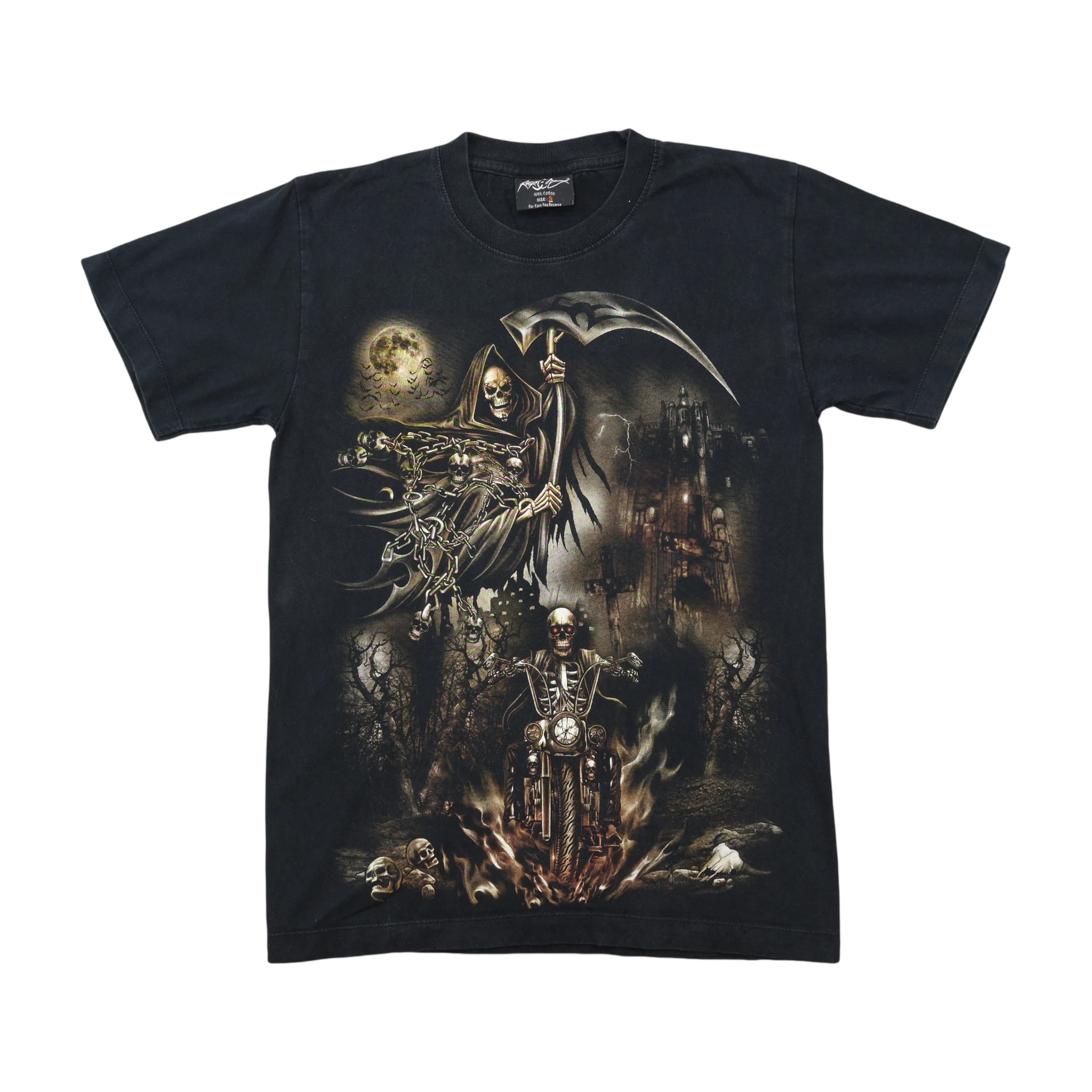 Tribal 100% Cotton Gothic Grim Reaper Biker Graphic Shirt