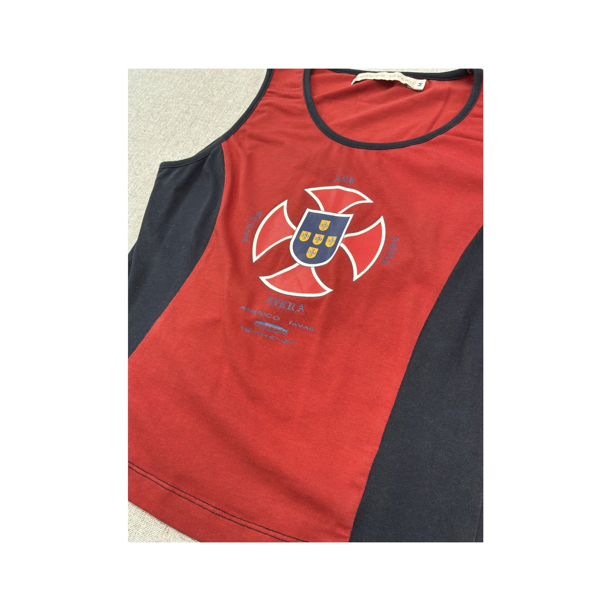 Americo Tavar Graphic Print Contrast Trim Baseball Tank T-shirt