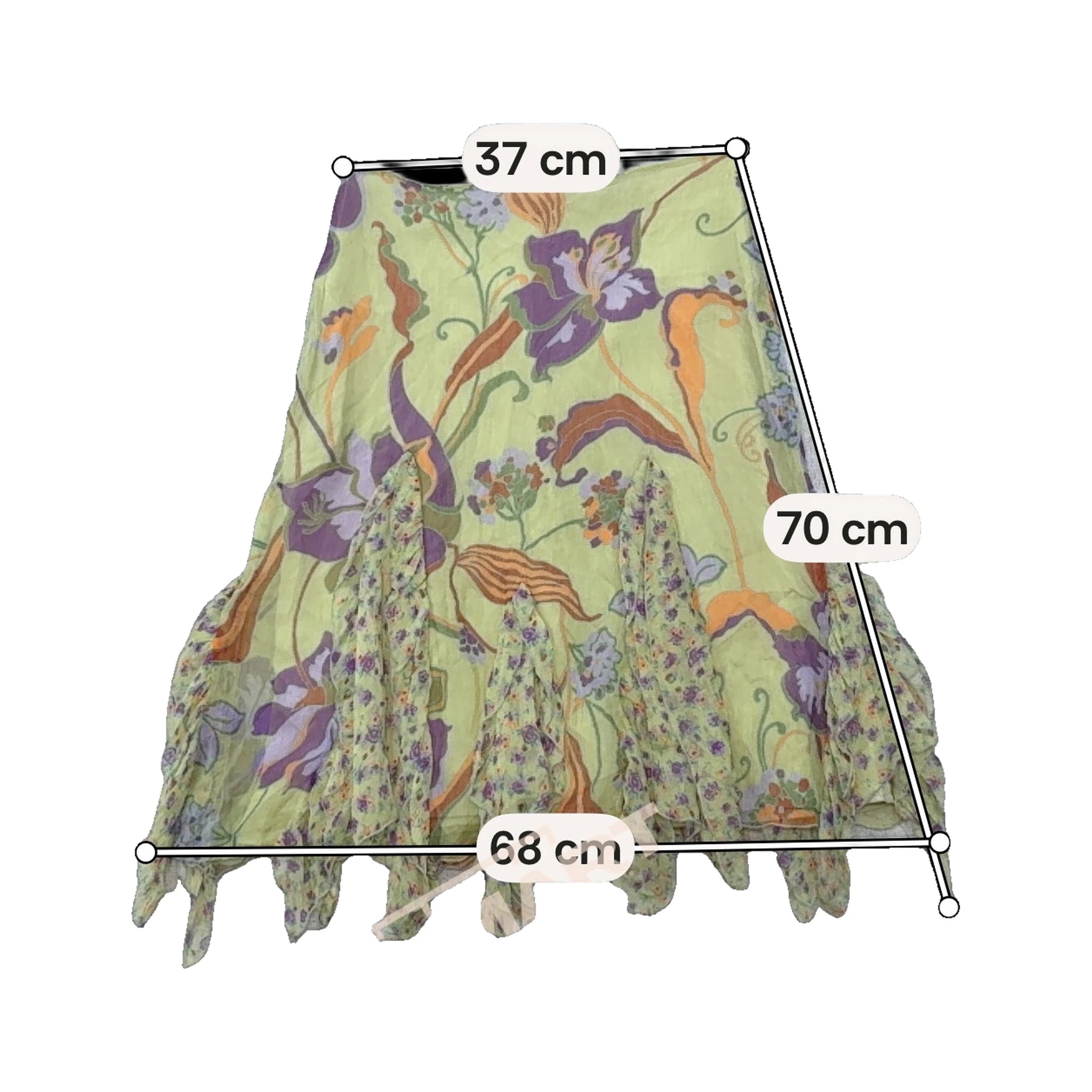Pastel Yellow Floral Handkerchief Ruffle Skirt