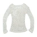 Open Knit Crochet V-Neck Sweater