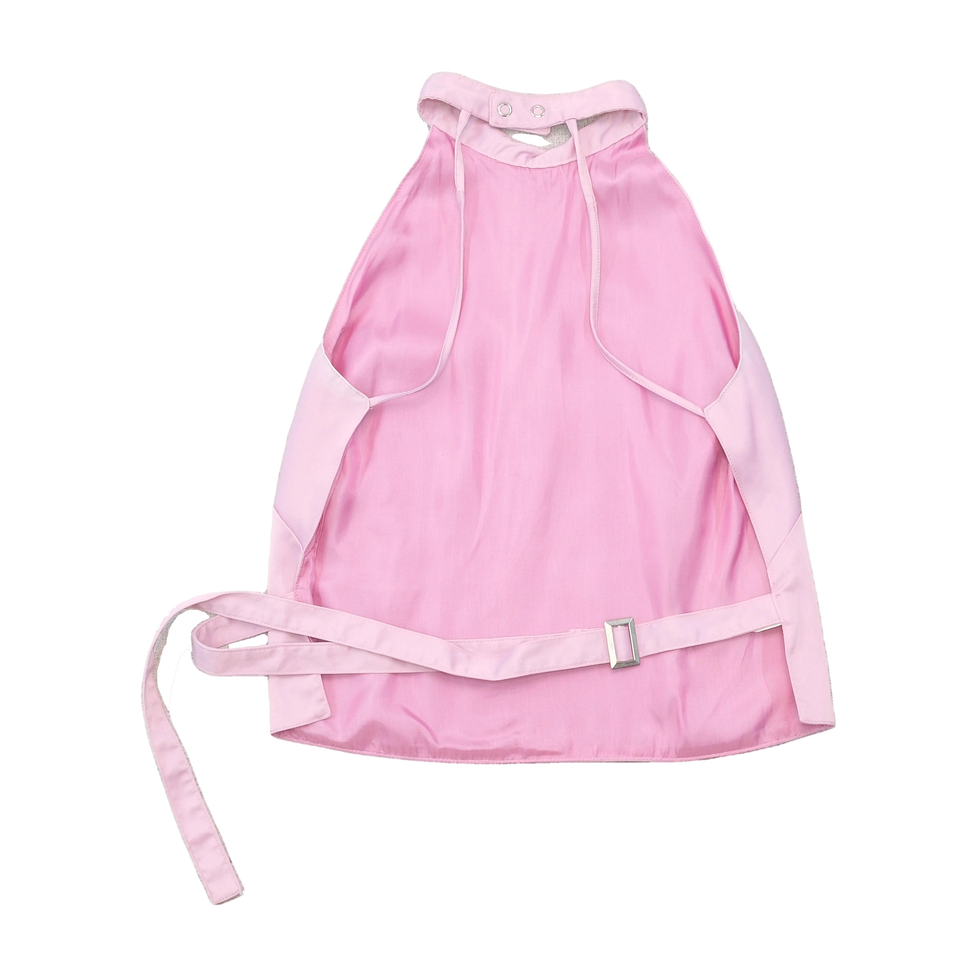 Vintage Pink Halter Snap Neck Tie Back Blouse