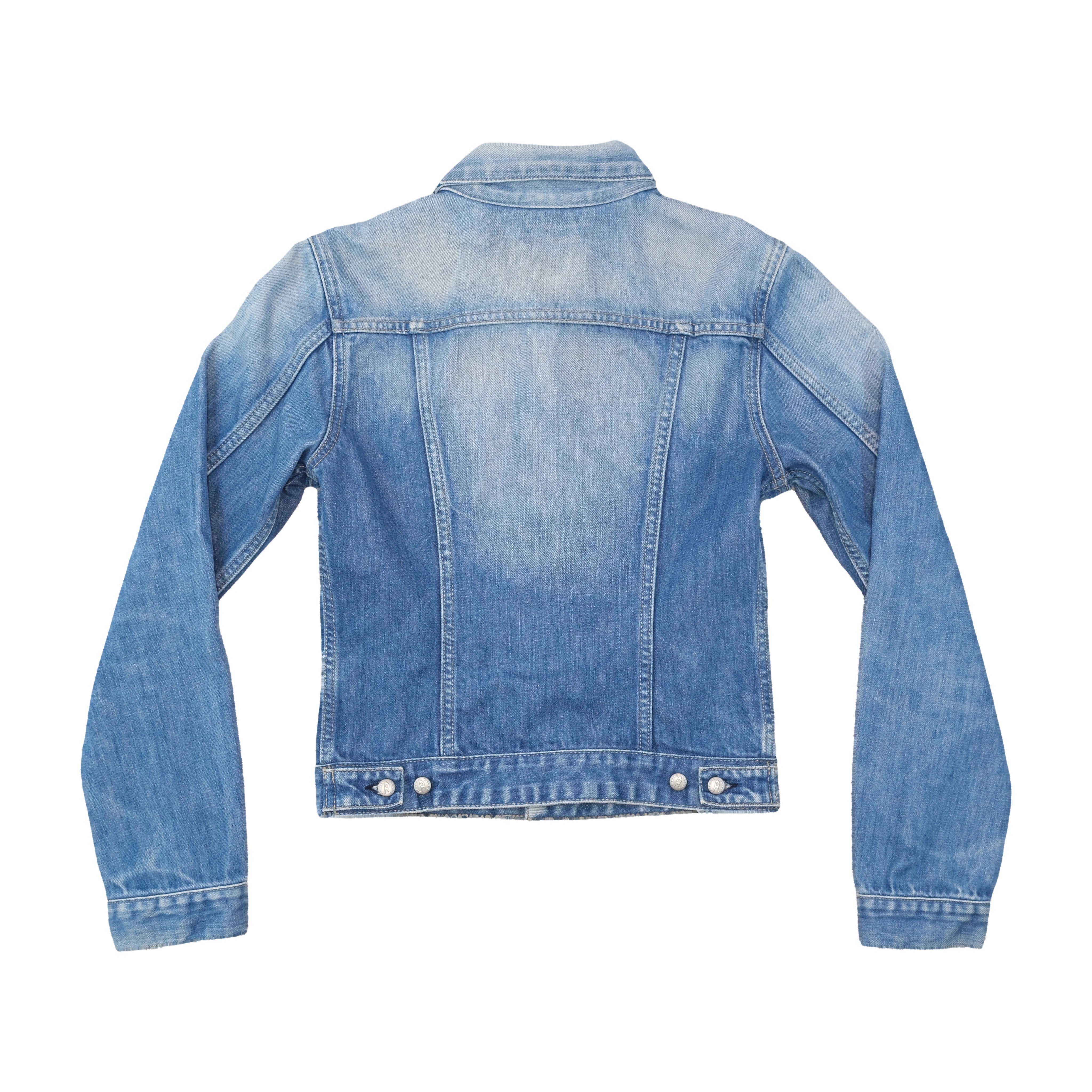 Diesel Distressed Light Wash Button-Up Denim Jacket