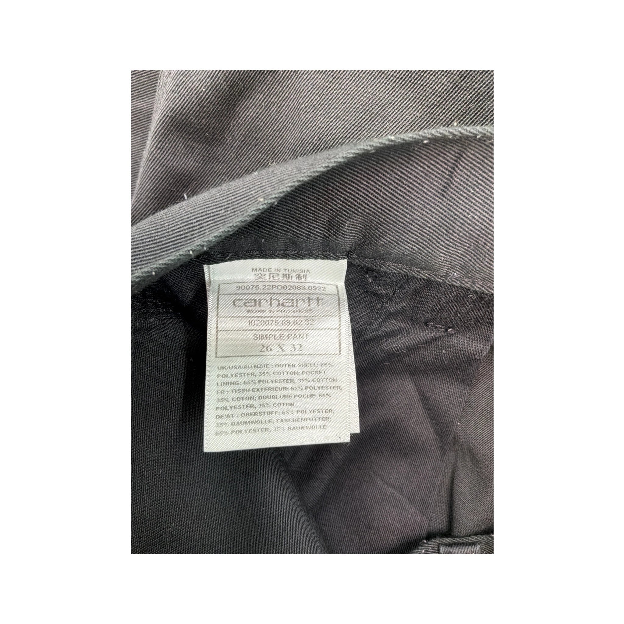 Chinos de trabalho Carhartt pretos de perna direita