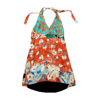 RARE Silk Patchwork Halter Mini Dress