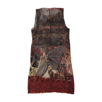 Vestido Midi sem mangas com Patchwork de estampado de Leopardo