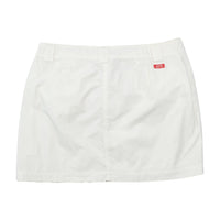 Miss Sixty White Cotton Zip Front Mini Skirt with Drawstring Cutout Pockets