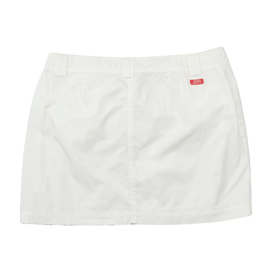 Miss Sixty White Cotton Zip Front Mini Skirt with Drawstring Cutout Pockets