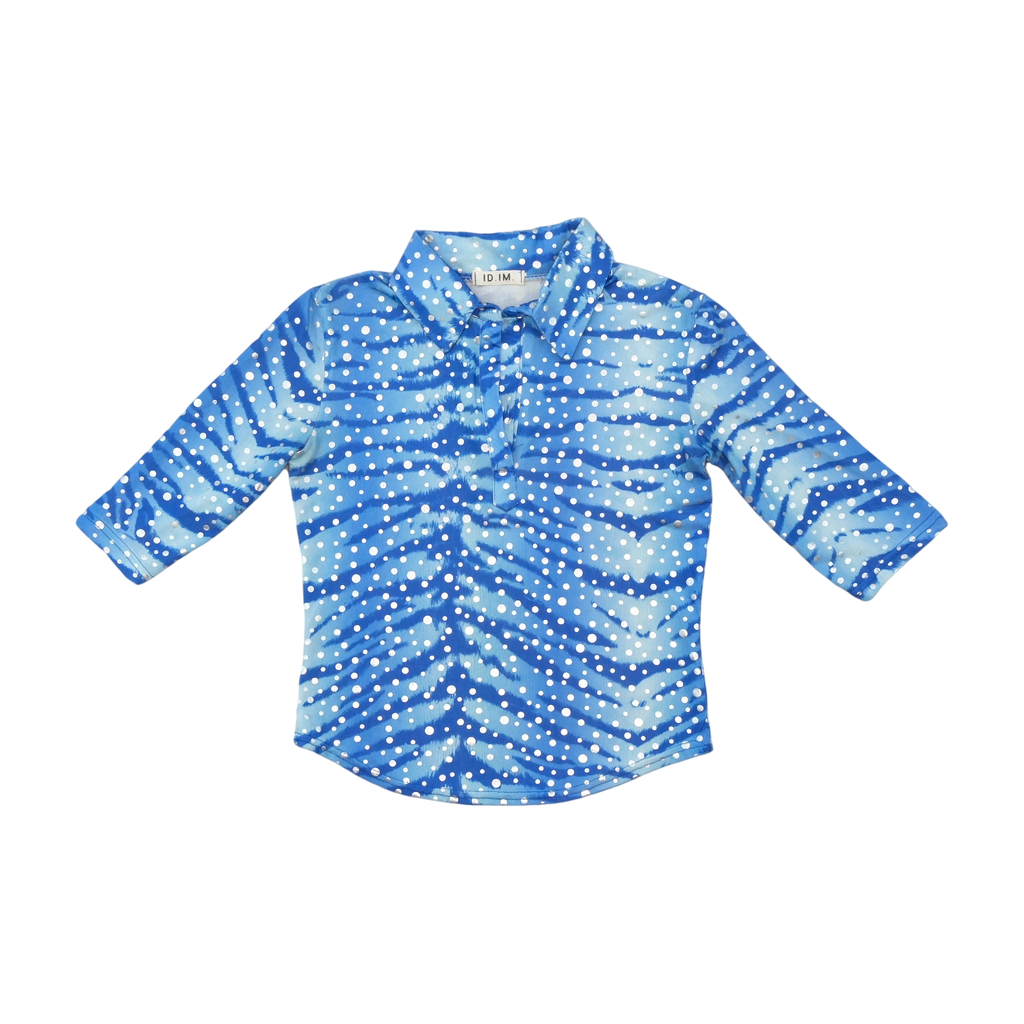 ID.IM Blue Polka Dot Abstract Print Silk Shirt