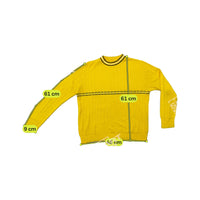 Vintage Yellow Rib Knit Striped Mock Neck Sweater