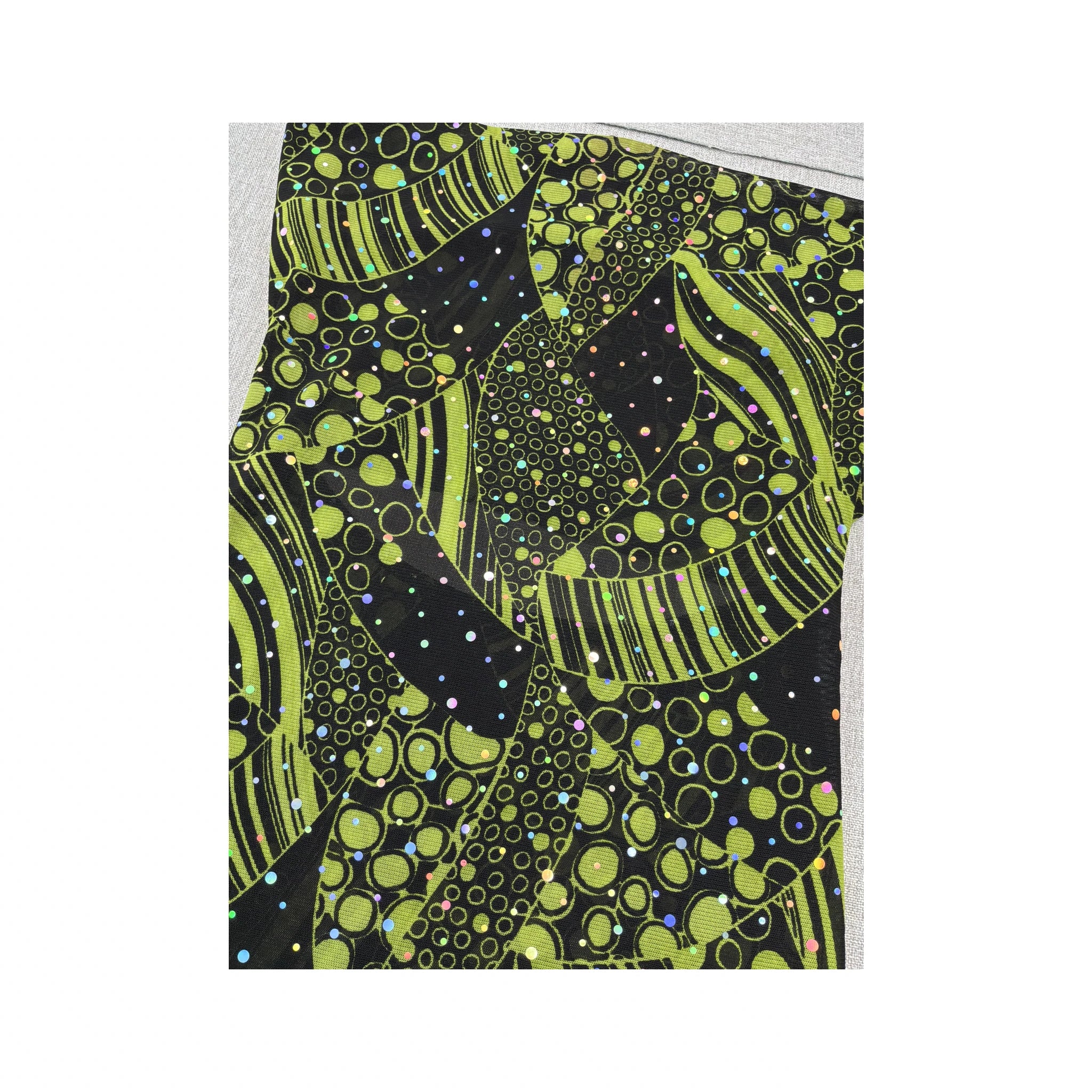 Top de alças Halter com estampado abstrato e Glitter
