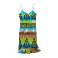 Luc-Ce Paris Asymmetric Handkerchief Hem Printed Slip Dress