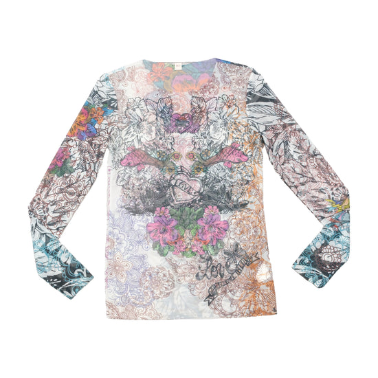 Blusa RO em Rede com estampado floral Tattoo