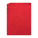 Red Ribbed Turtleneck Sweater with Raglan Sleeves